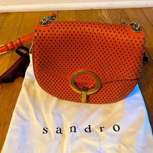 Sandro Pepita cross body bag orange laser cut